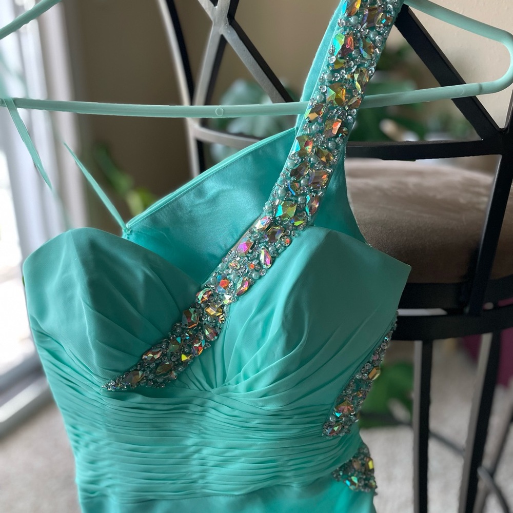 Sea Foam Embellished Prom Dress